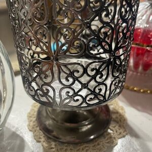 Elegant Silver Metal Candle Holder
